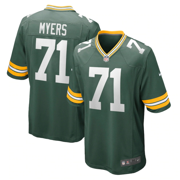 mens nike josh myers green green bay packers game jersey
